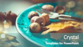  Presentation with thanksgiving dinner - Audience pleasing presentation theme consisting of bright autumn leaves and acorn backdrop and a teal colored foreground