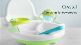  Presentation with premature baby - Audience pleasing slide deck consisting of bright baby dishware on table backdrop and a sky blue colored foreground