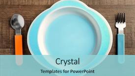  Presentation with baby congratulation - Amazing PPT theme having bright baby dishware on table backdrop and a arctic colored foreground