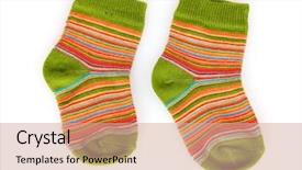  Presentation with baby fashion - Audience pleasing PPT theme consisting of bright baby socks isolated backdrop and a coral colored foreground