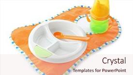  Presentation with half white and half bright coloured - Beautiful slide set featuring bright baby tableware and bib backdrop and a lemonade colored foreground