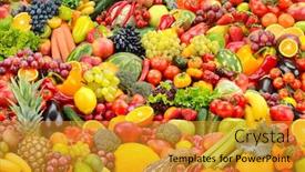  Presentation with fruits - Presentation theme featuring bright-background-fruits-and-vegetables background and a gold colored foreground