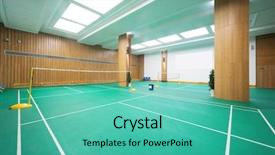  Presentation with badminton - Audience pleasing presentation theme consisting of asian child climbing in a rope at adventure park handsome boy smiling happily and having fun at children playground outdoors with bright sunlight on summer day vintage film filter effect backdrop and a  colored foreground.