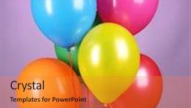  Presentation with balloons - Slide deck with bright balloons on purole background background and a gold colored foreground