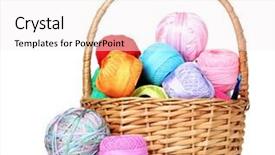  Presentation with bright white - Amazing slide deck having bright balls of thread in basket isolated on white backdrop and a white colored foreground