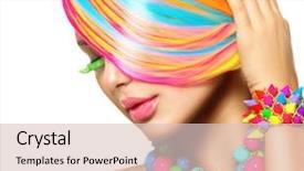  Presentation with beauty makeup - PPT theme enhanced with bright beautiful - beauty girl portrait with colorful background and a lemonade colored foreground