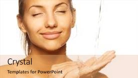  Presentation with pure water - PPT theme enhanced with bright beautiful - beauty young female background and a  colored foreground