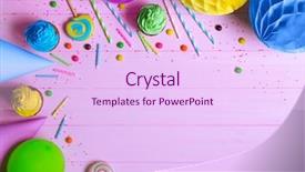  Presentation with sweets - Amazing PPT theme having bright birthday background with sweets backdrop and a pink colored foreground