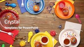  Presentation with sweets - Slide set enhanced with bright birthday background with sweets background and a coral colored foreground