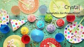  Presentation with sweets - Cool new PPT layouts with bright birthday background with sweets backdrop and a blonde colored foreground