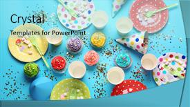  Presentation with sweets - Slide deck enhanced with bright birthday background with sweets background and a arctic colored foreground