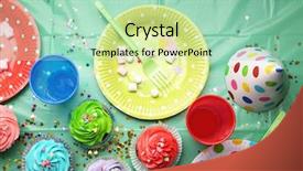  Presentation with sweet sixteen birthday - Cool new PPT theme with bright birthday background with sweets backdrop and a mint green colored foreground