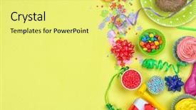  Presentation with 18 birthday - Audience pleasing theme consisting of bright birthday decor on color backdrop and a yellow colored foreground