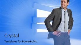  Presentation with blue professional - Cool new PPT theme with bright blue room with border backdrop and a light blue colored foreground