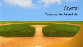 Presentation with baseball field - Audience pleasing slide set consisting of bright blue sky with fluffy backdrop and a light blue colored foreground