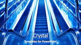  Presentation with steps - Beautiful PPT theme featuring bright blue steps of moving escalator in airport backdrop and a teal colored foreground