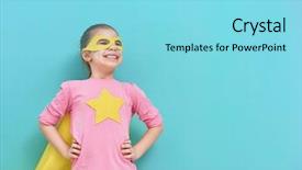  Presentation with girl power - Cool new PPT layouts with bright blue wall girl power backdrop and a arctic colored foreground