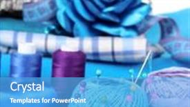  Presentation with yarn - Amazing PPT theme having bright blue yarn fabric satin ribbon and measuring tape isolated on white backdrop and a teal colored foreground