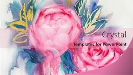  Presentation with gold leaves - Beautiful theme featuring bright-bouquet-of-pink-roses backdrop and a coral colored foreground