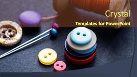  Presentation with sewing - PPT theme with bright-buttons-spool-thread background and a tawny brown colored foreground