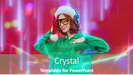  Presentation with radio station - Slide set consisting of bright-cheerful-red-haired-girl background and a teal colored foreground