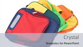  Presentation with school backpacks - Theme enhanced with bright-childish-backpacks-collection-colorful background and a light gray colored foreground