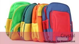  Presentation with childish - Presentation consisting of bright-childish-backpacks-collection-colorful background and a red colored foreground