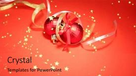  Presentation with christmas red - Slide set with bright christmas balls on red background and a  colored foreground