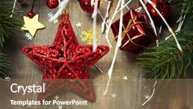  Presentation with red star - Presentation design featuring bright christmas composition with red background and a coral colored foreground