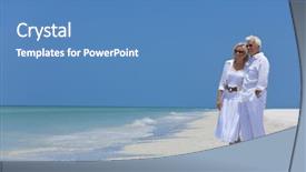  Presentation with clear - Theme consisting of beach with bright clear blue background and a teal colored foreground