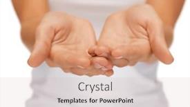  Presentation with woman hands open - Slide deck enhanced with bright closeup picture of empty open woman hands background and a soft green colored foreground