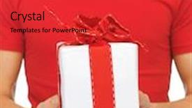  Presentation with charging gun man hands charging - Beautiful presentation featuring bright closeup picture of man's hands holding gift box backdrop and a red colored foreground
