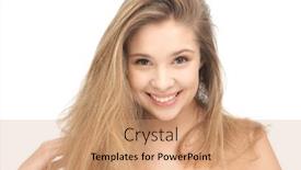  Presentation with wind energy close up portrait - Slide set featuring bright closeup portrait picture of beautiful woman background and a coral colored foreground