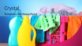  Presentation with laundry - Slides featuring bright clothes in a laundry background and a light blue colored foreground