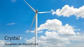  Presentation with wind energy - Presentation theme featuring bright cloudy sky eco energy background and a light blue colored foreground
