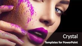  Presentation with color powder - Colorful PPT layouts enhanced with bright color makeup close backdrop and a wine colored foreground