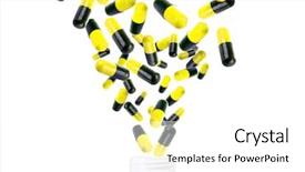  Presentation with bright white - Colorful presentation theme enhanced with drugs explosion - bright color pills flying away backdrop and a white colored foreground