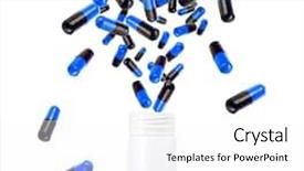  Presentation with capsules pills pill doctor prescription - Audience pleasing presentation theme consisting of drugs explosion - bright color pills flying away backdrop and a white colored foreground