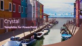  Presentation with canals - Slide deck having bright-colored-houses-are-reflected background and a tawny brown colored foreground