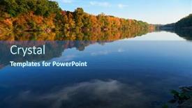  Presentation with autumn blue - Slide set with bright-colorful-autumn-forest-landscape background and a ocean colored foreground