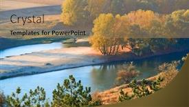  Presentation with autumn blue - Slide set with bright-colorful-autumn-forest-landscape background and a coral colored foreground