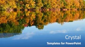  Presentation with autumn blue - PPT theme featuring bright-colorful-autumn-forest-landscape background and a teal colored foreground