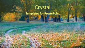  Presentation with forest road - Colorful presentation theme enhanced with bright-colorful-autumn-landscape backdrop and a tawny brown colored foreground