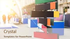  Presentation with pointer - Colorful PPT theme enhanced with bright colorful road direction pointer backdrop and a sky blue colored foreground