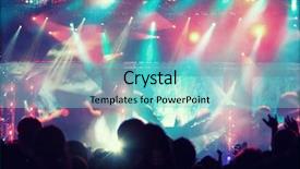  Presentation with stage lights - Presentation design with background music - cheering crowd in front background and a seafoam green colored foreground
