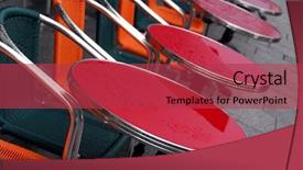  Presentation with rainy day - Amazing slides having bright colorful tables in a sidewalk cafe on a rainy day backdrop and a red colored foreground