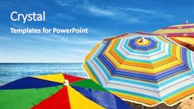  Presentation with colorful - Audience pleasing presentation consisting of bright colors - detail of colorful sunshades backdrop and a teal colored foreground