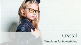  Presentation with kids fashion - Amazing presentation theme having bright cute schoolgirl fashion backdrop and a sky blue colored foreground