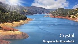  Presentation with dark river - Amazing slide set having bright-dark-blue-water backdrop and a teal colored foreground