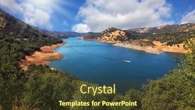  Presentation with dark river - Slide set consisting of bright-dark-blue-water background and a tawny brown colored foreground